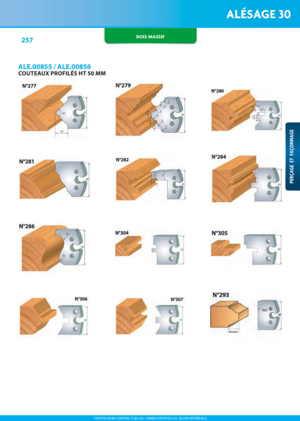 Jeu de 2 contre-fers profilés Ht. 50 mm N°203 Enture multiple 4 mm - 856.203 - Leman
