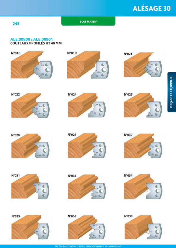 Jeu de 2 contre-fers profilés Ht. 50 mm N°203 Enture multiple 4 mm - 856.203 - Leman