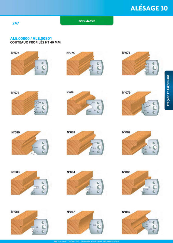 Jeu de 2 contre-fers profilés Ht. 50 mm N°203 Enture multiple 4 mm - 856.203 - Leman