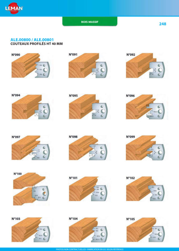 Jeu de 2 contre-fers profilés Ht. 50 mm N°203 Enture multiple 4 mm - 856.203 - Leman