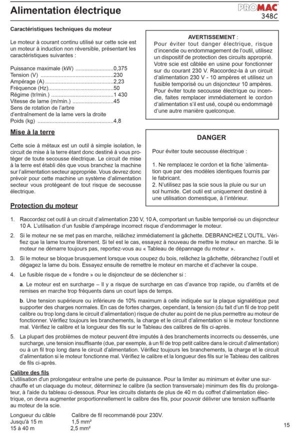 348C Scie à ruban 230 V, 0.37kW, capacité de coupe Ø 100mm
