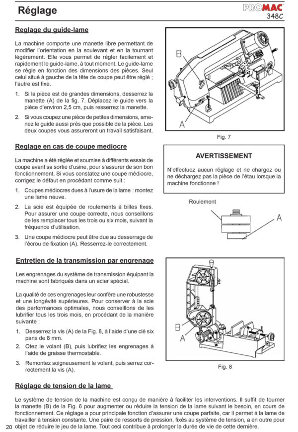 348C Scie à ruban 230 V, 0.37kW, capacité de coupe Ø 100mm