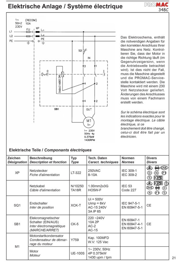 348C Scie à ruban 230 V, 0.37kW, capacité de coupe Ø 100mm